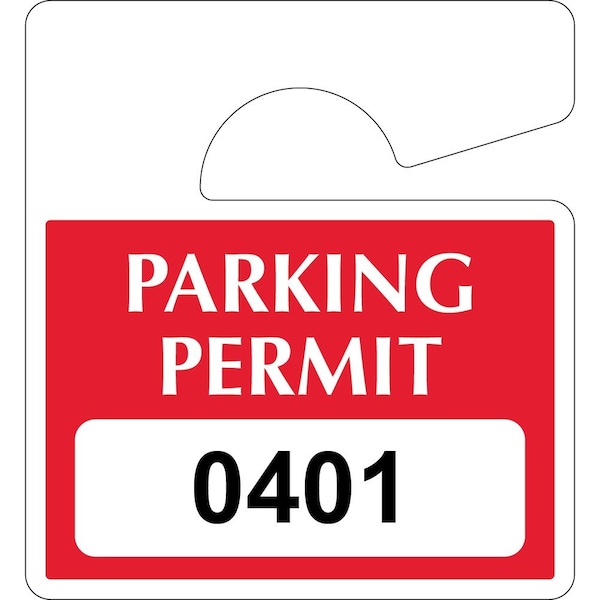 Lustre-Cal Laminated Hanging Parking Permit Dark Red 3in x 2.75in 30mil Plastic Serialized 401-450, 50PK 253813301Rd0401 - main